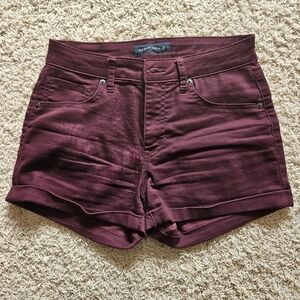 Aeropostale Burgundy Maroon High Waisted Midi Shorts Size 6